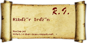 Ribár Irén névjegykártya