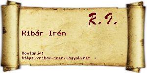 Ribár Irén névjegykártya